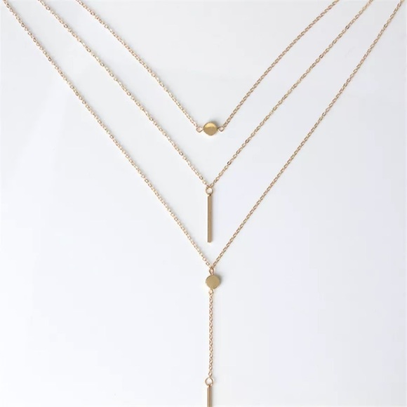 ⚜️[𝟯/$𝟮𝟴]⚜️3 Layered Simple Drop Bar Choker NEW - Picture 6 of 13